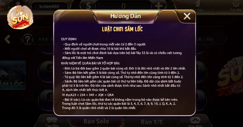 Luật chơi bài Sâm lốc