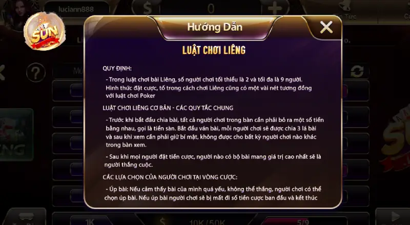 Luật Liêng khá đơn giản