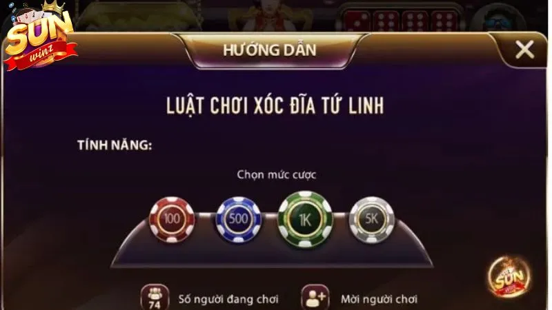 Xóc đĩa tứ linh tại cổng game Sunwin có luật chơi đơn giản